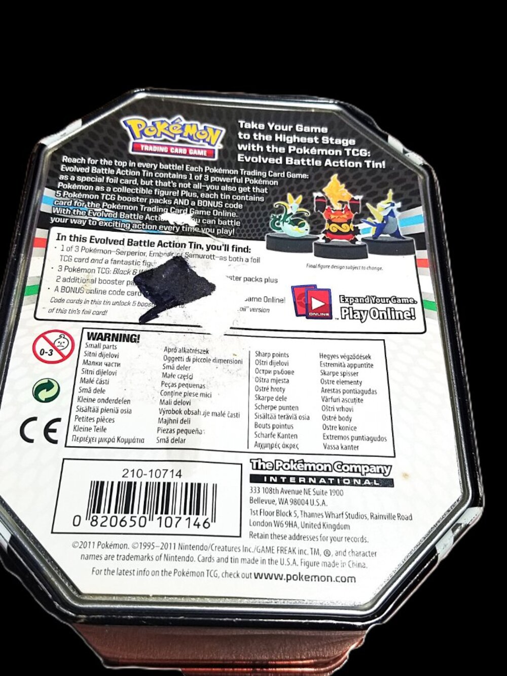 Pokemon Emboar Collector Tin Black/White 2013 Empty Metal Storage Case Nintendo - Picture 9 of 12